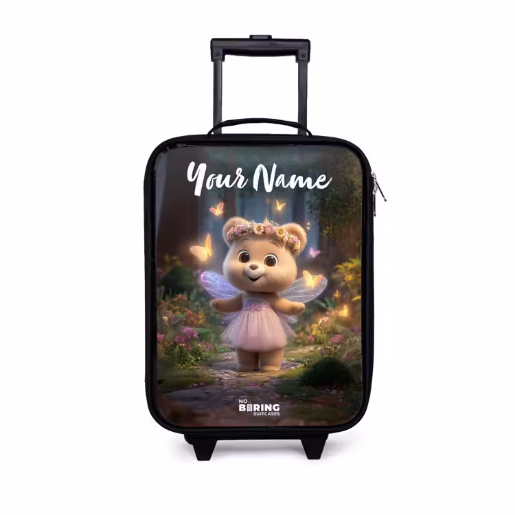 Children's suitcase with name - Bear - Butterflies - Forest - Fairy — 1