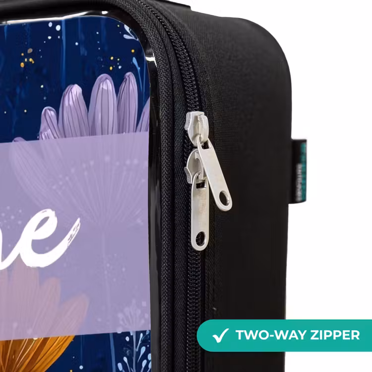Children's suitcase with name - Flowers - Pattern - Blue — 5