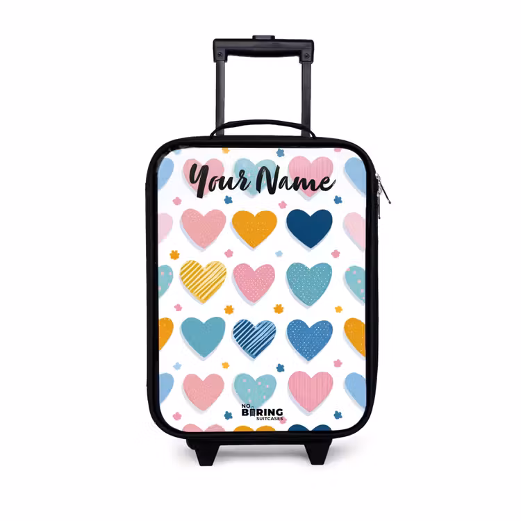 Children's suitcase with name - Hearts - Pastel - Pattern — 1