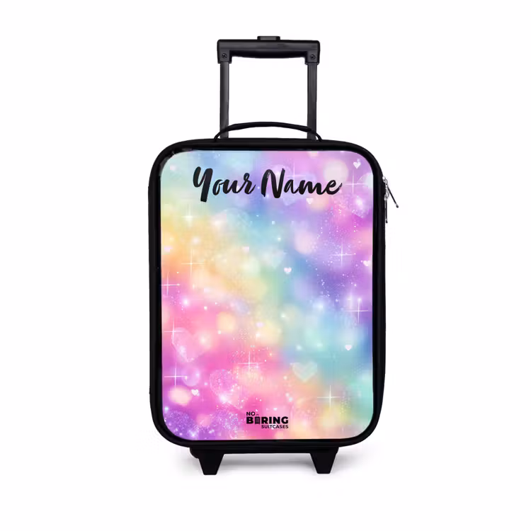 Children's suitcase with name - Light - Rainbow - Hearts — 1