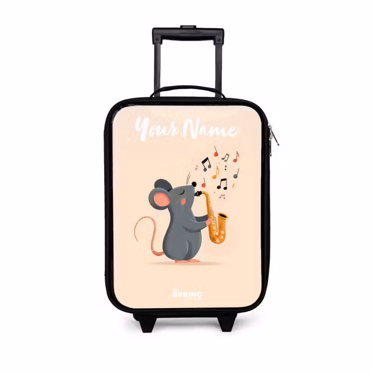 Children's suitcase with name - Mouse - Saxophone - Music — 1