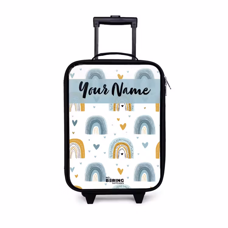 Children's suitcase with name - Pattern - Rainbow - Hearts — 1