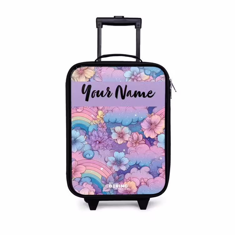 Children's suitcase with name - Rainbows - Flowers - Colorful — 1
