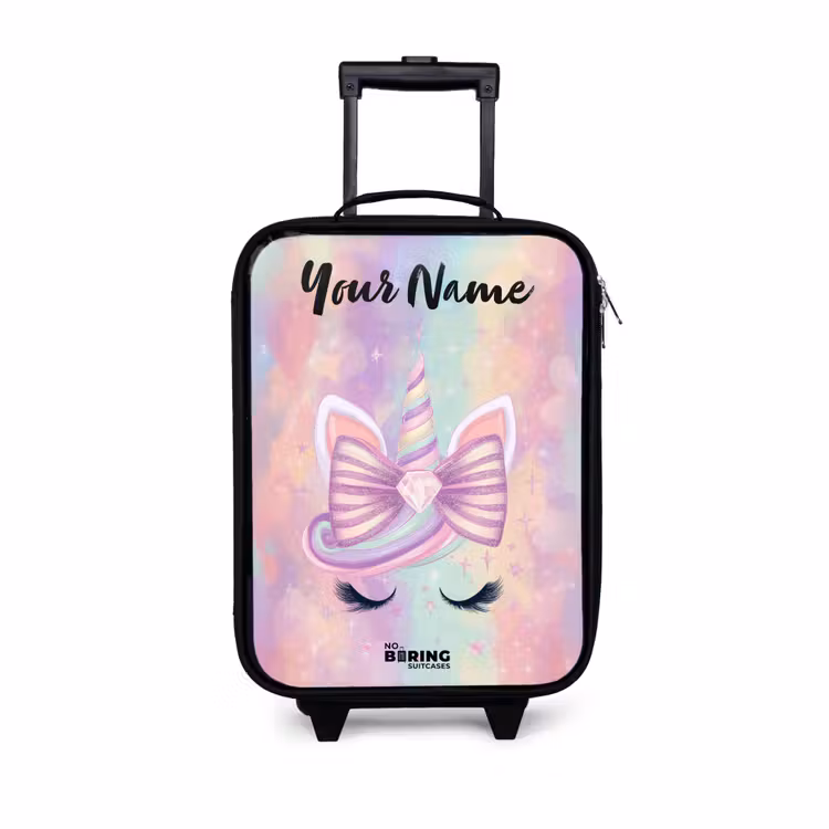 Children's suitcase with name - Unicorn - Glitter - Rainbow - Pastel — 1