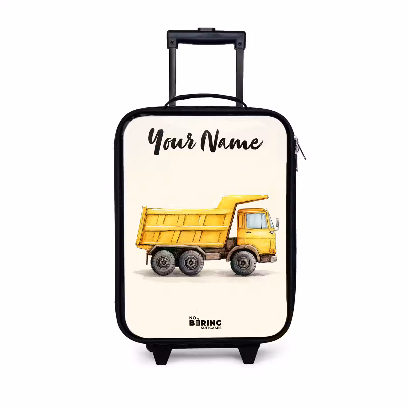 Children's suitcase with name - Dump truck - Signed - Yellow — 1