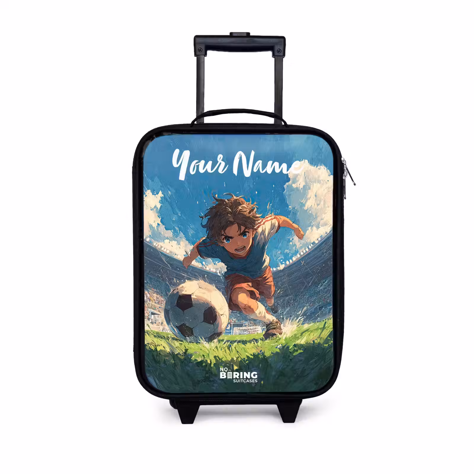 Children's suitcase with name - Soccer - Grass - Stadium - Painting — 1
