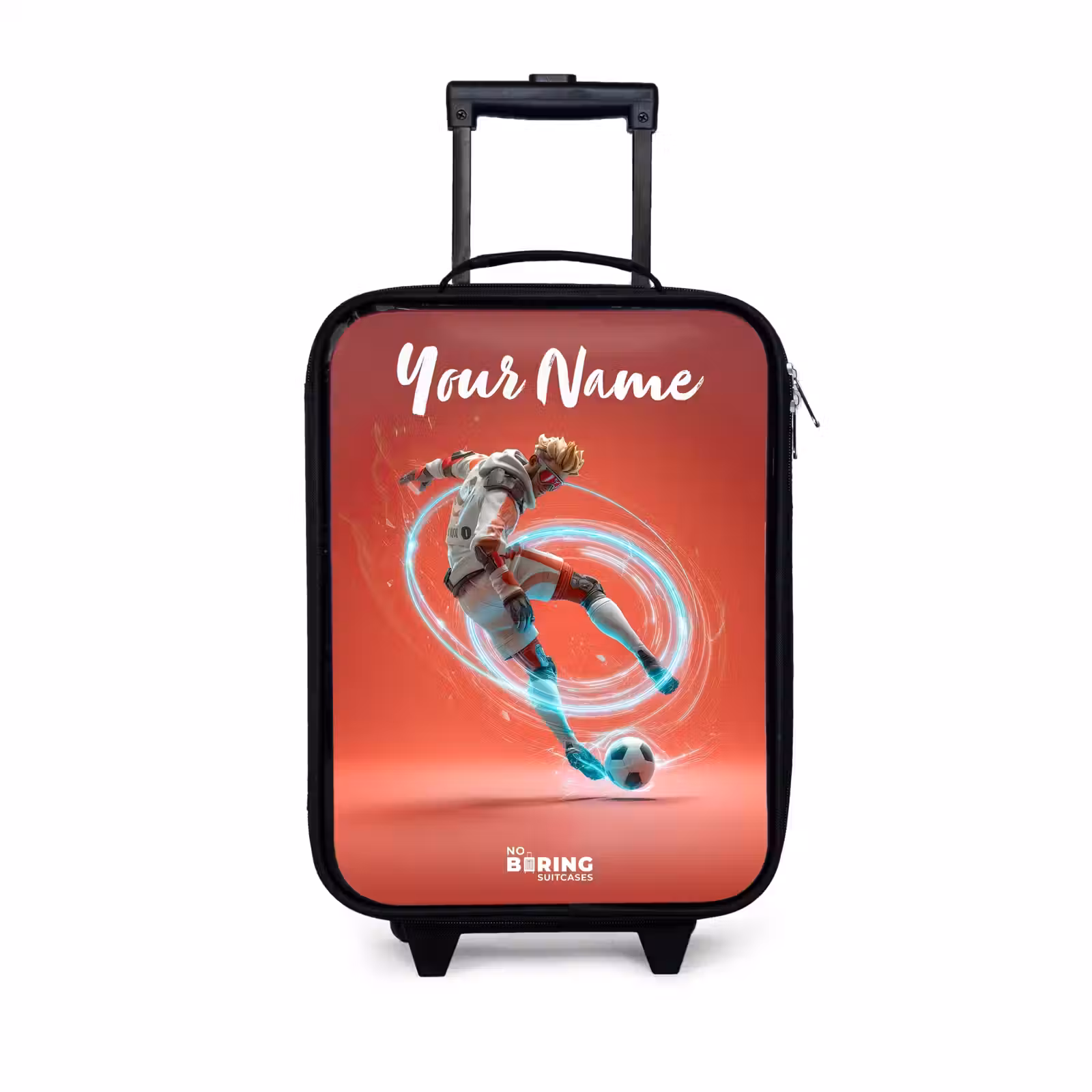 Children's suitcase with name - Soccer player - Ball - Light circle - Red — 1