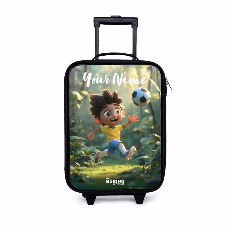Children's suitcase with name - Boy - Football - Forest - Trees — 1
