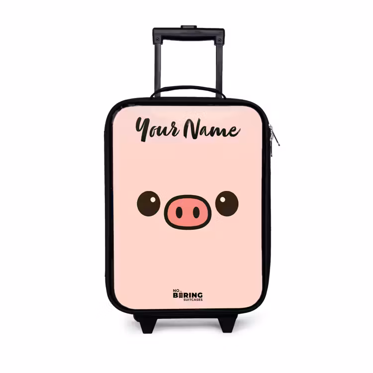 Children's suitcase with name - Kawai - Pig - Pink — 1