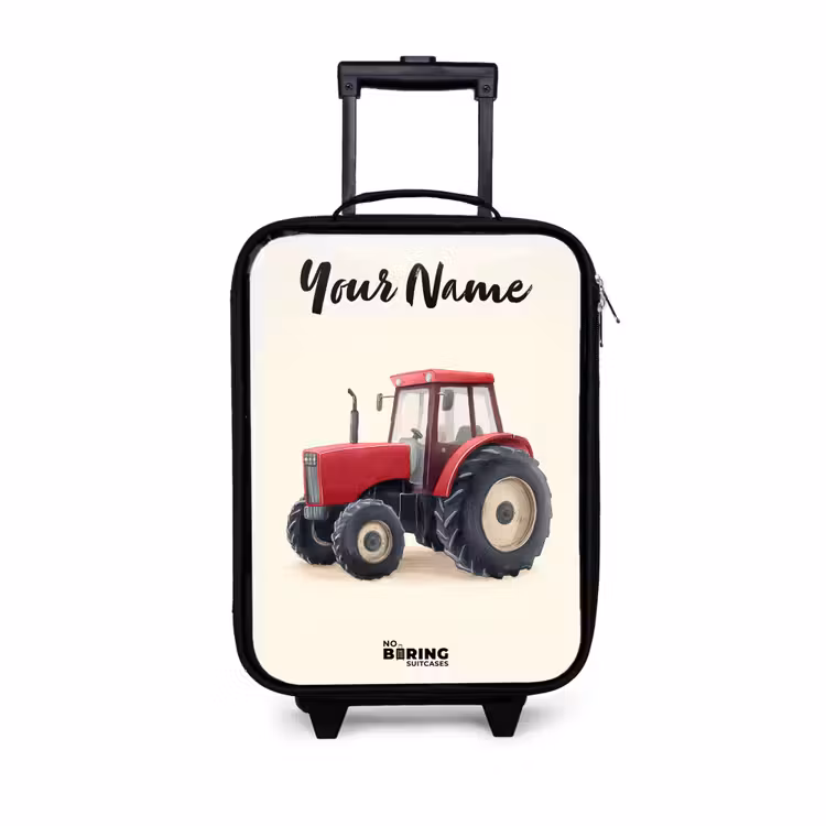 Children's suitcase with name - Tractor - Signed - Red — 1