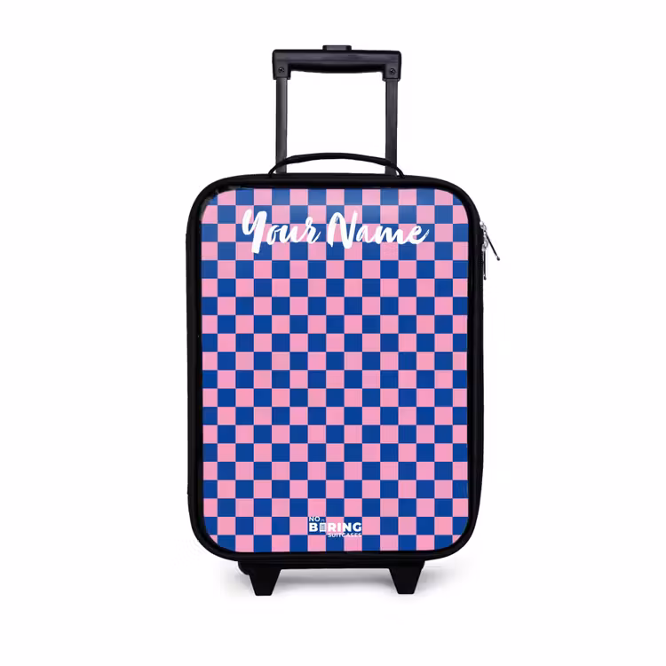 Children's suitcase with name - Cubes - Blue - Pink — 1