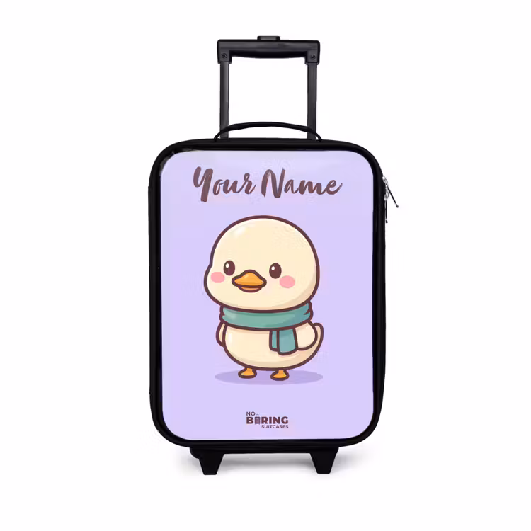 Children's suitcase with name - Kawai - Duck - Scarf — 1