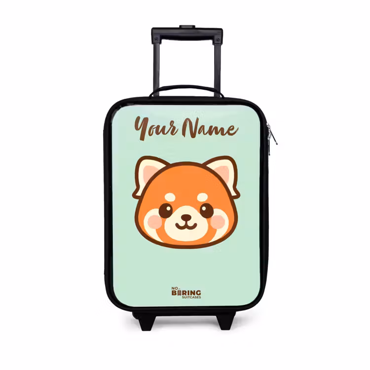 Children's suitcase with name - Kawai - Red panda - Green — 1