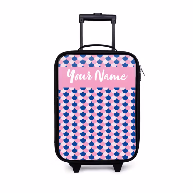 Children's suitcase with name - Scales - Pattern - Blue - Pink — 1