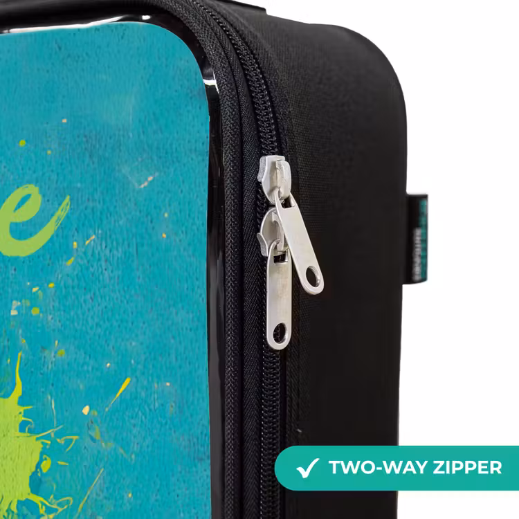 Children's suitcase with name - Soccer vibes - Paint splashes - Green - Blue — 5