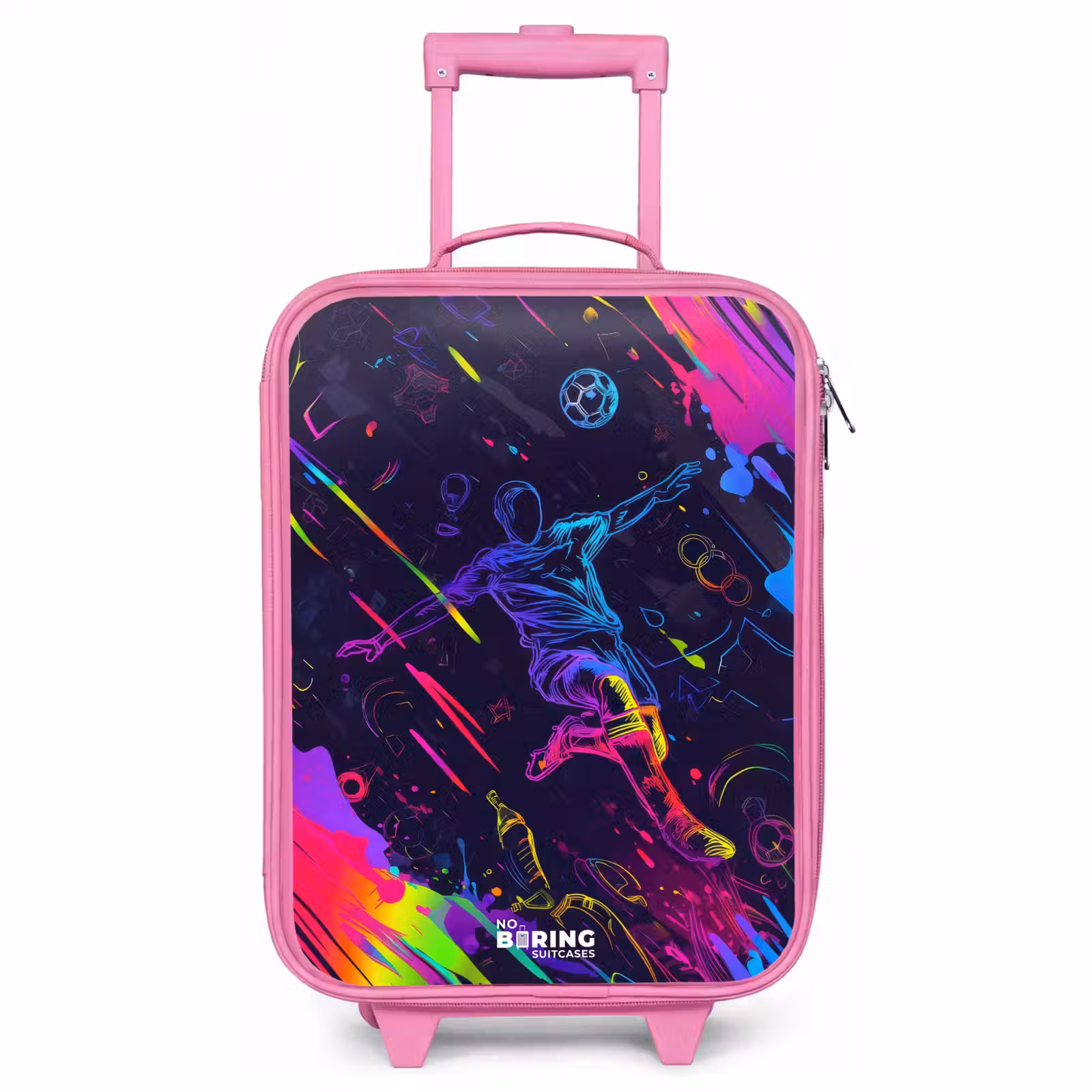 Children's suitcase - Pink - Neon action packed soccer player — 1
