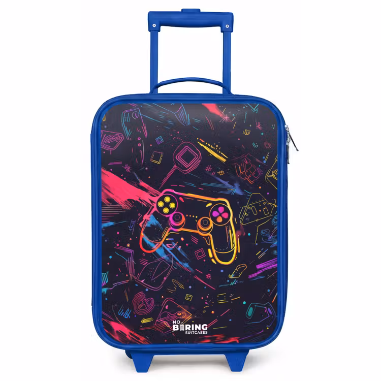 Children's suitcase - Blue - Gamer world in neon style — 1