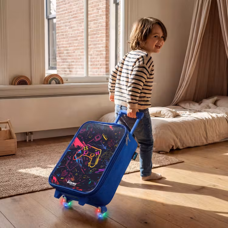 Children's suitcase - Blue - Gamer world in neon style — 2