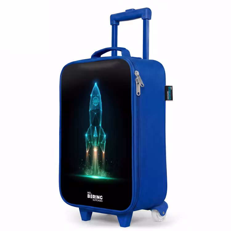 Children's suitcase - Blue - Launching rocket in neon style — 5