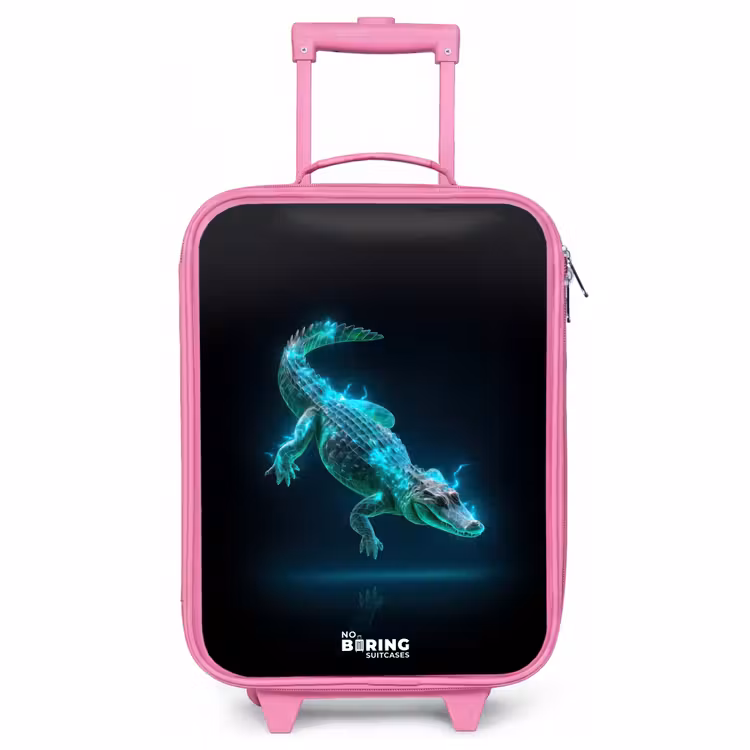 Children's suitcase - Pink - Cyber crocodile in action pose — 1