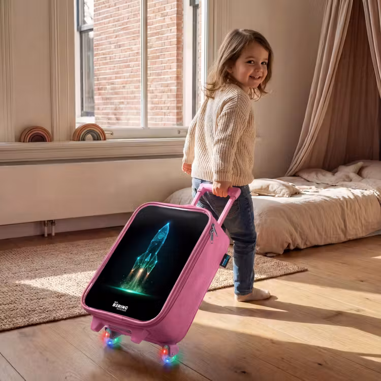 Children's suitcase - Pink - Launching rocket in neon style — 2