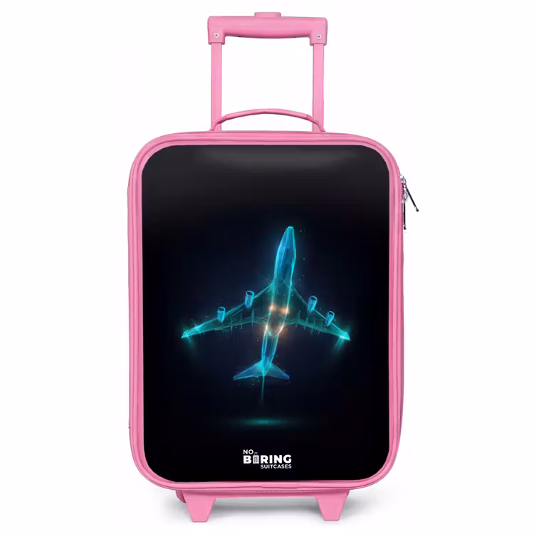 Children's suitcase - Pink - Luminous airplane — 1