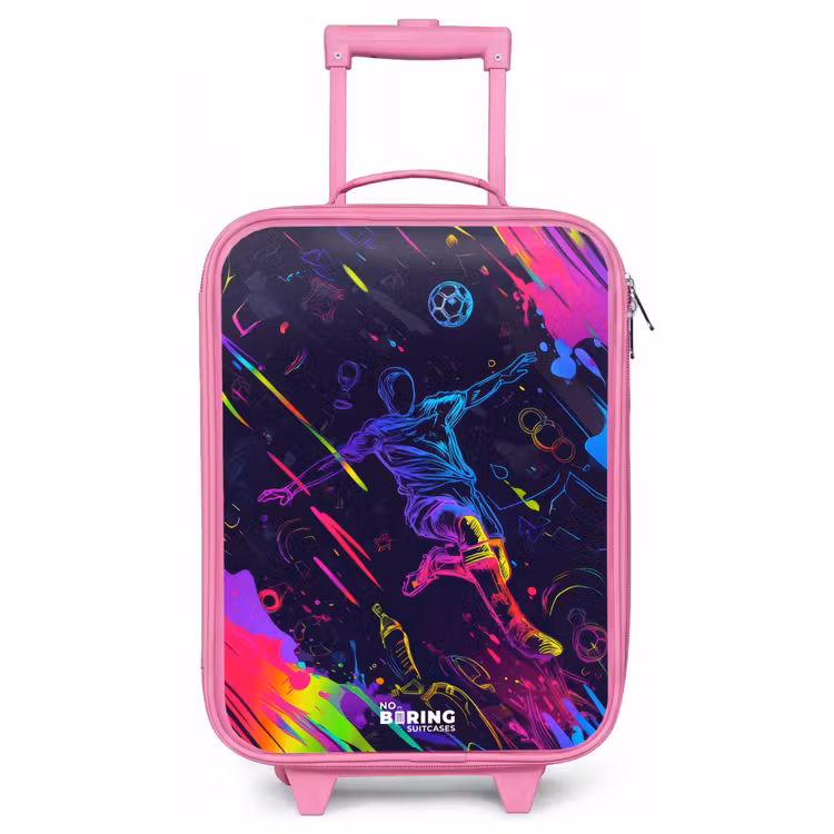 Children's suitcase - Pink - Neon action packed soccer player — 1