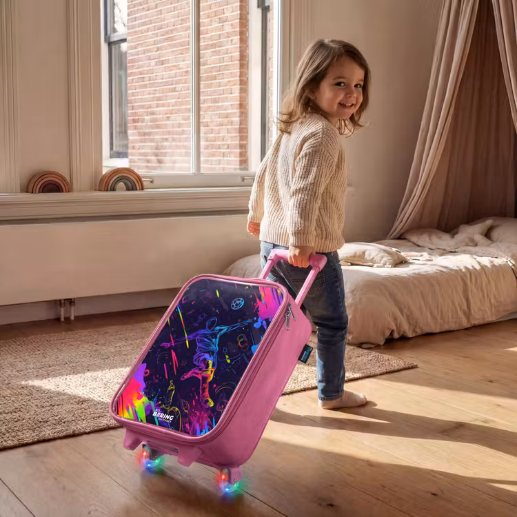 Children's suitcase - Pink - Neon action packed soccer player — 2