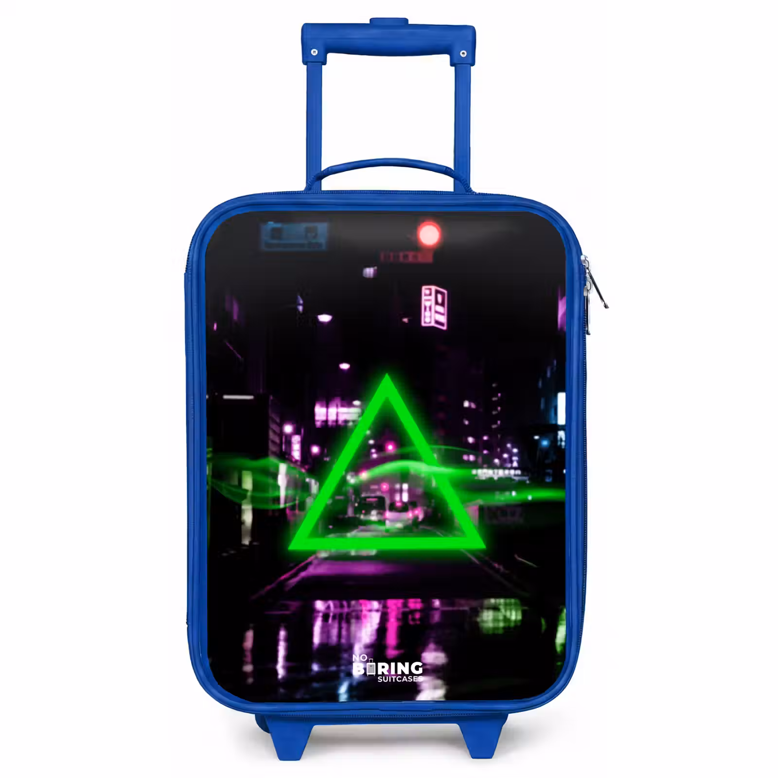 Children's suitcase - Blue - Bright green triangle over a city street — 1