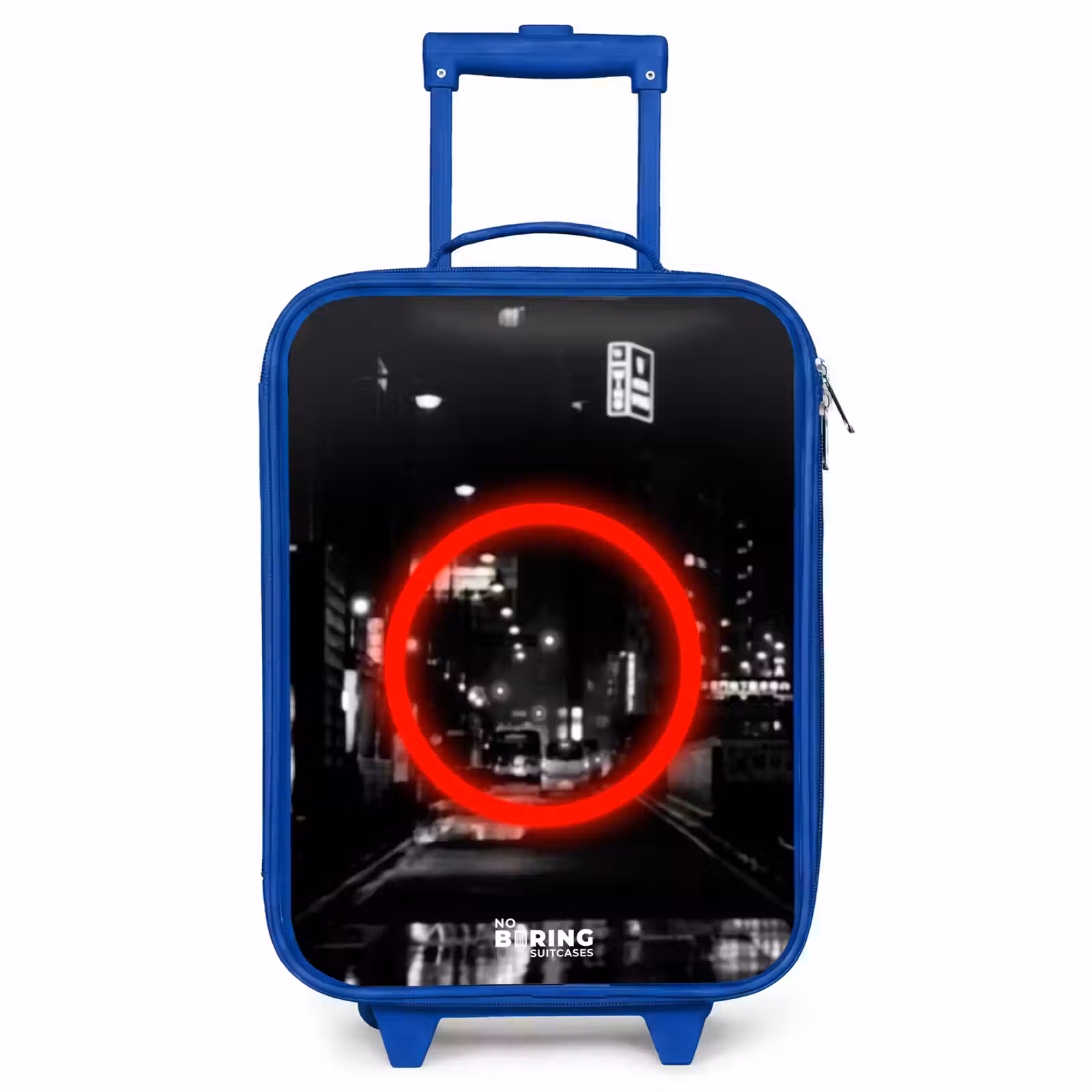 Children's suitcase - Blue - Bright red circle over a city street — 1