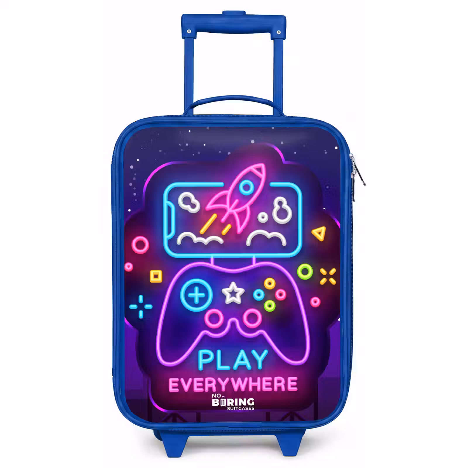 Children's suitcase - Blue - Neon illustration with a controller — 1