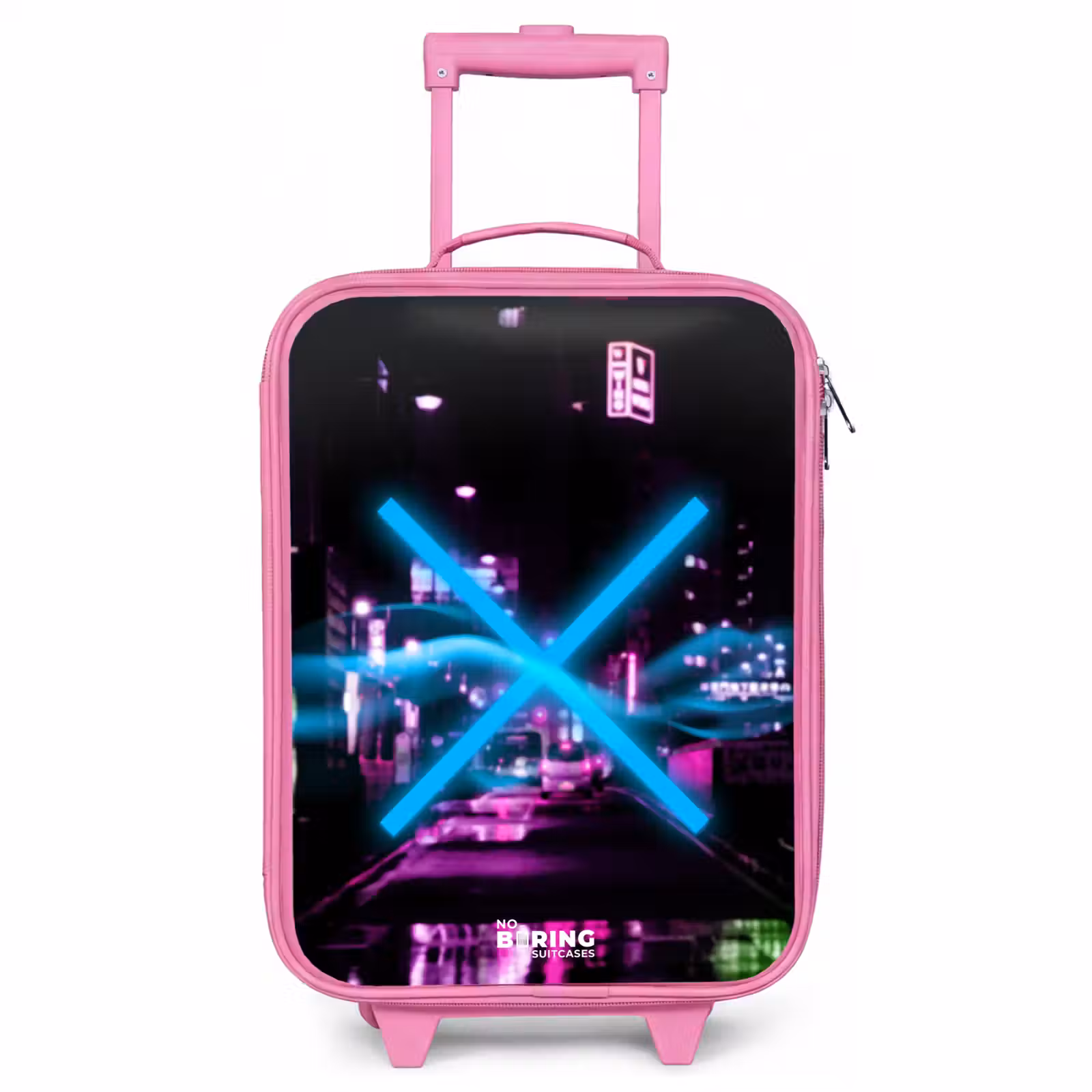 Children's suitcase - Pink - Bright blue cross over a nighttime street — 1