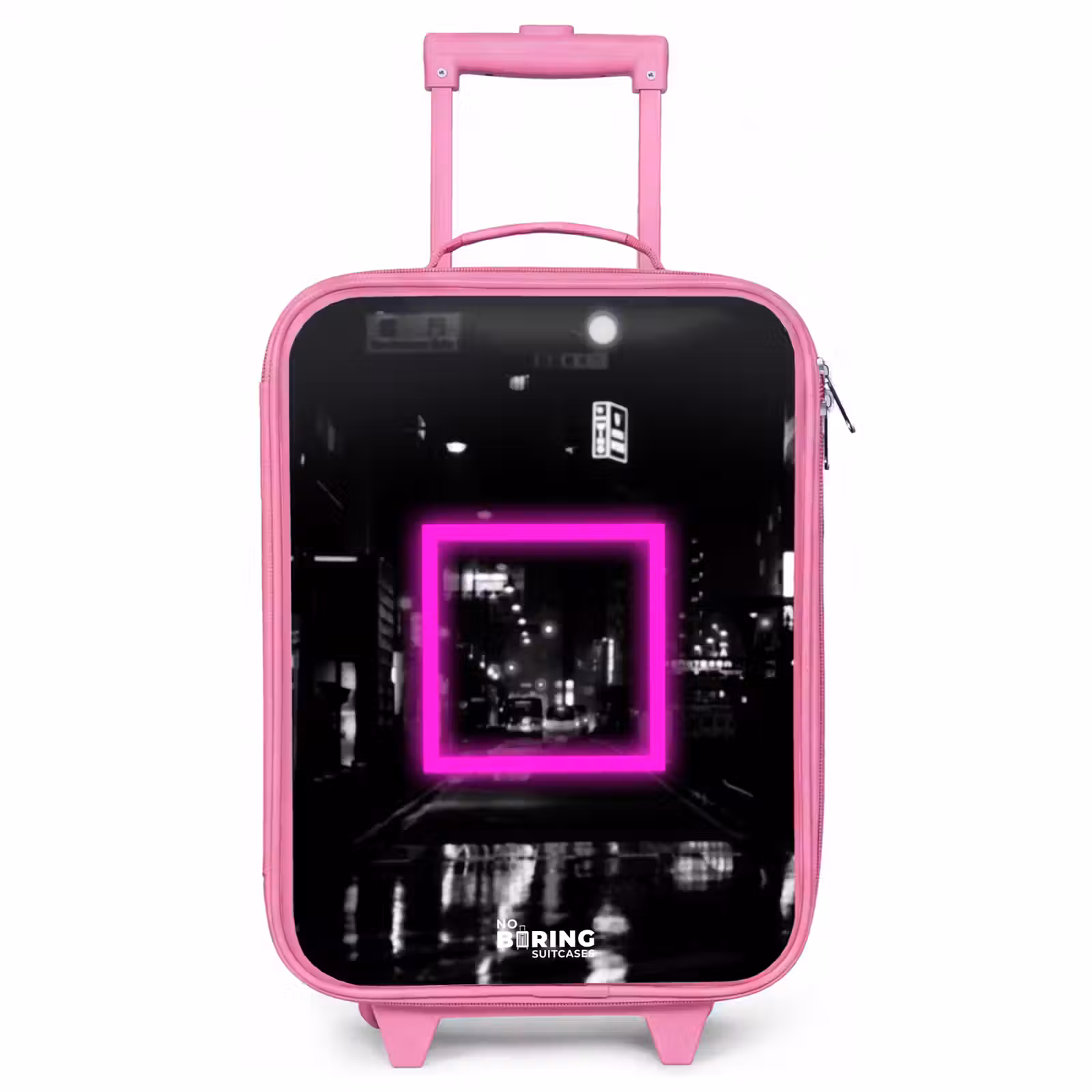 Children's suitcase - Pink - Bright pink square with backlit background — 1