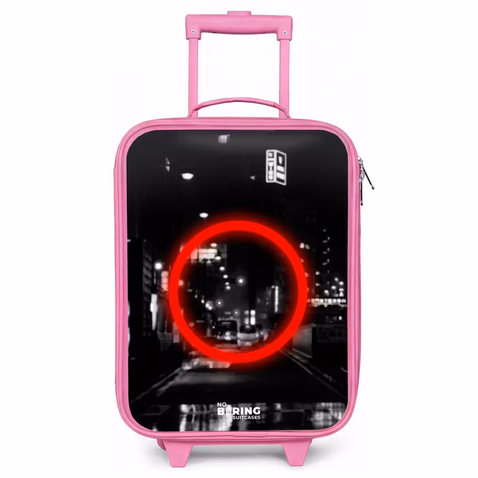 Children's suitcase - Pink - Bright red circle over a city street — 1