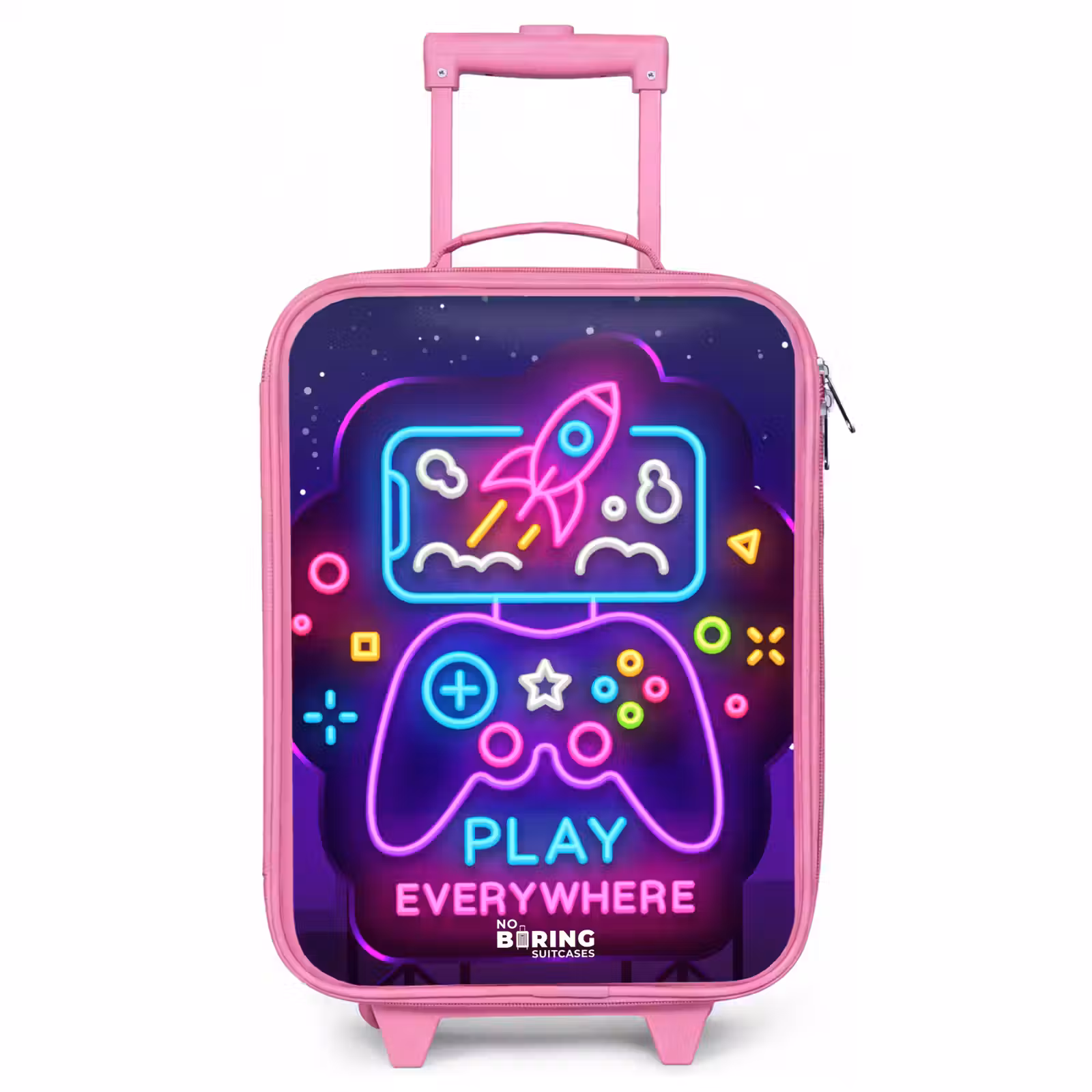 Children's suitcase - Pink - Neon illustration with a controller — 1