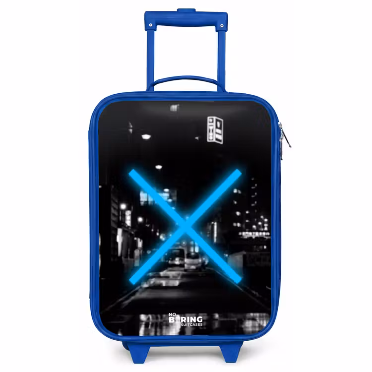 Children's suitcase - Blue - Bright blue cross in a night scene — 1