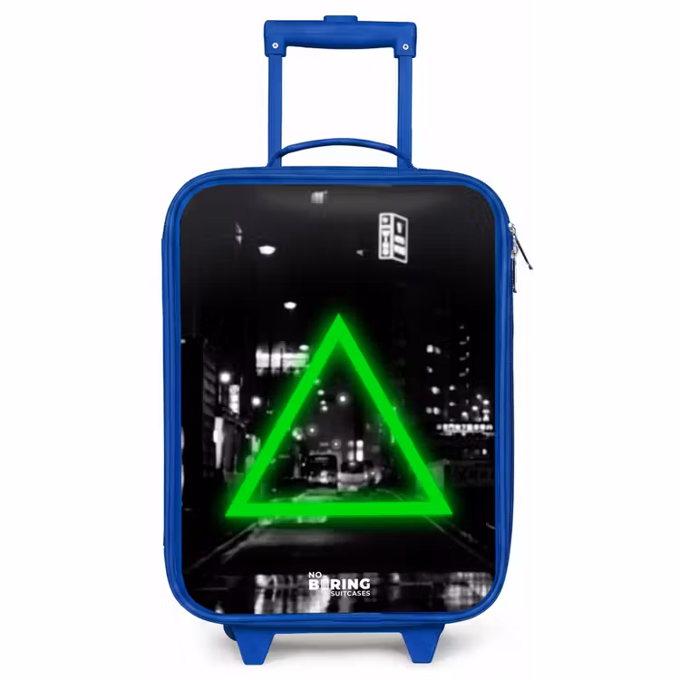 Children's suitcase - Blue - Bright green triangle — 1