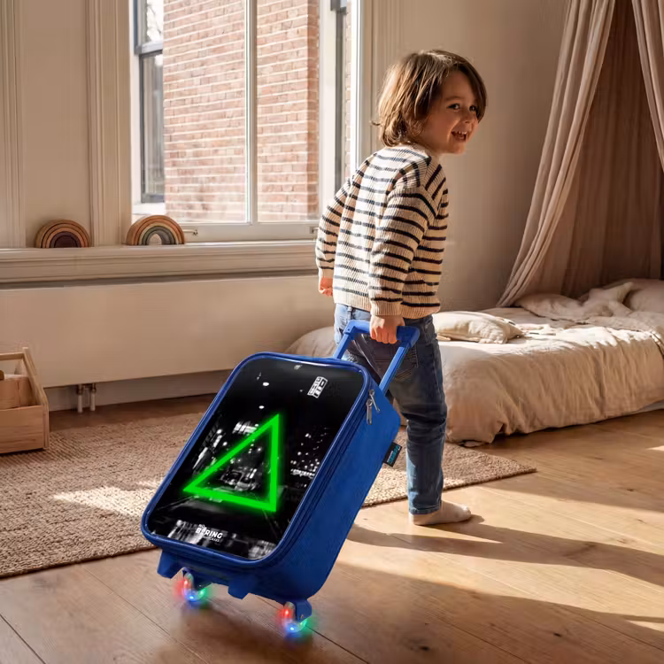 Children's suitcase - Blue - Bright green triangle — 2