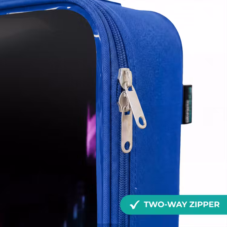 Children's suitcase - Blue - Bright pink square above a wet street — 6