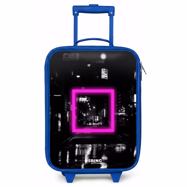 Children's suitcase - Blue - Bright pink square with backlit background — 1