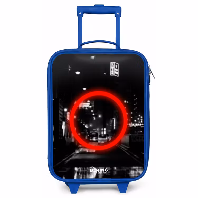 Children's suitcase - Blue - Bright red circle over a city street — 1