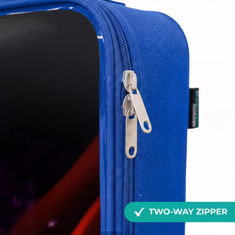 Children's suitcase - Blue - Bright red circle over a neon-lit city — 6