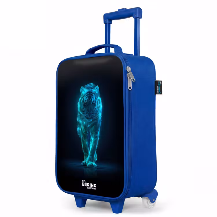 Children's suitcase - Blue - Glowing tiger in motion — 5