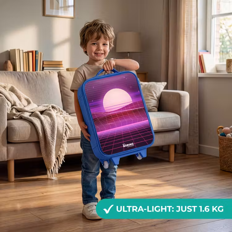 Children's suitcase - Blue - Grid landscape with sun — 3
