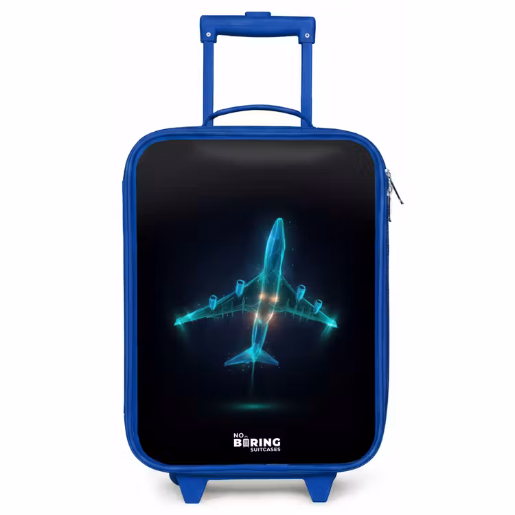 Children's suitcase - Blue - Luminous airplane — 1