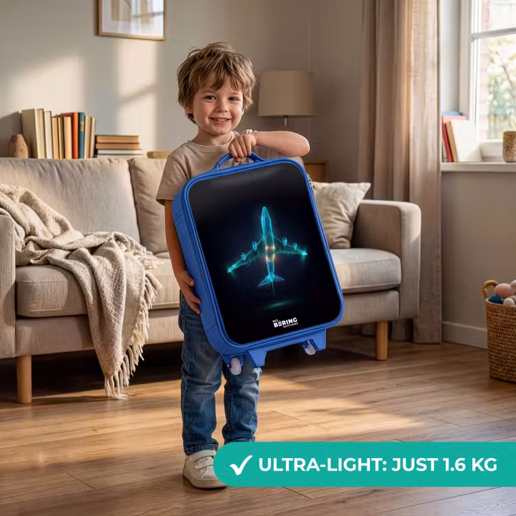 Children's suitcase - Blue - Luminous airplane — 3