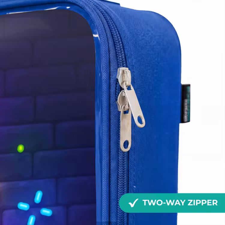 Children's suitcase - Blue - Neon controller against a brick wall — 6