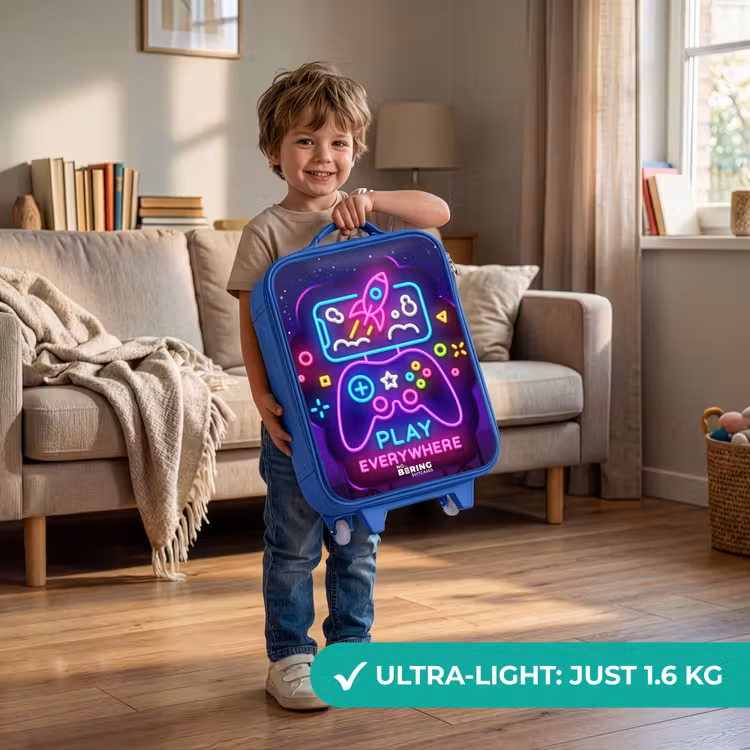 Children's suitcase - Blue - Neon illustration with a controller — 3