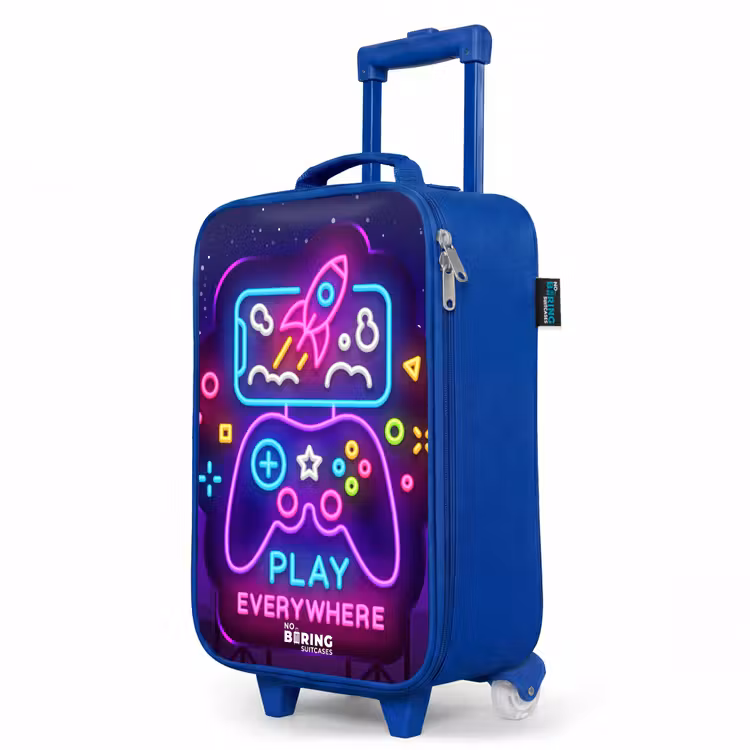 Children's suitcase - Blue - Neon illustration with a controller — 5