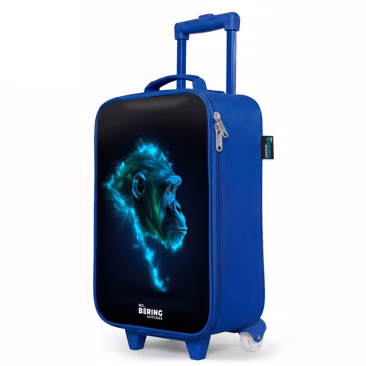 Children's suitcase - Blue - Neon silhouette of a chimpanzee — 5